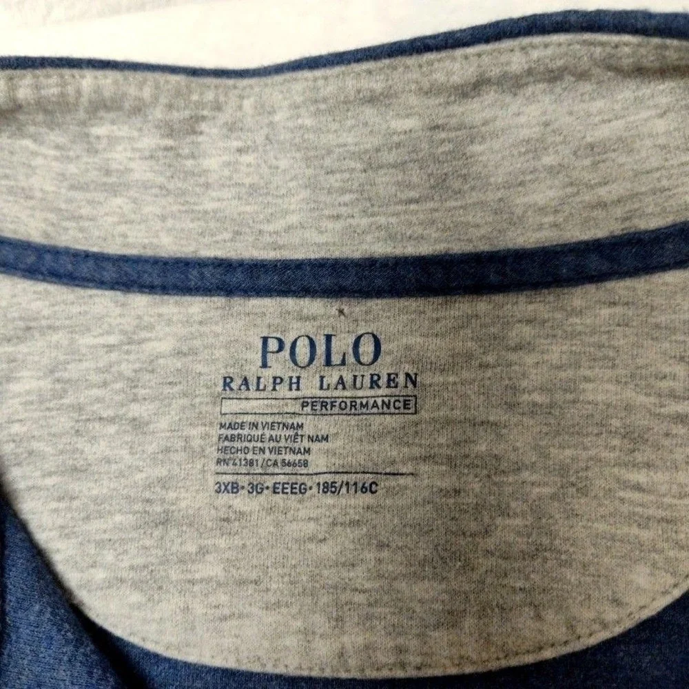 Polo Ralph Lauren Sweater Mens Big 3XB Blue 1/4 Zip Pullover Performance Work
